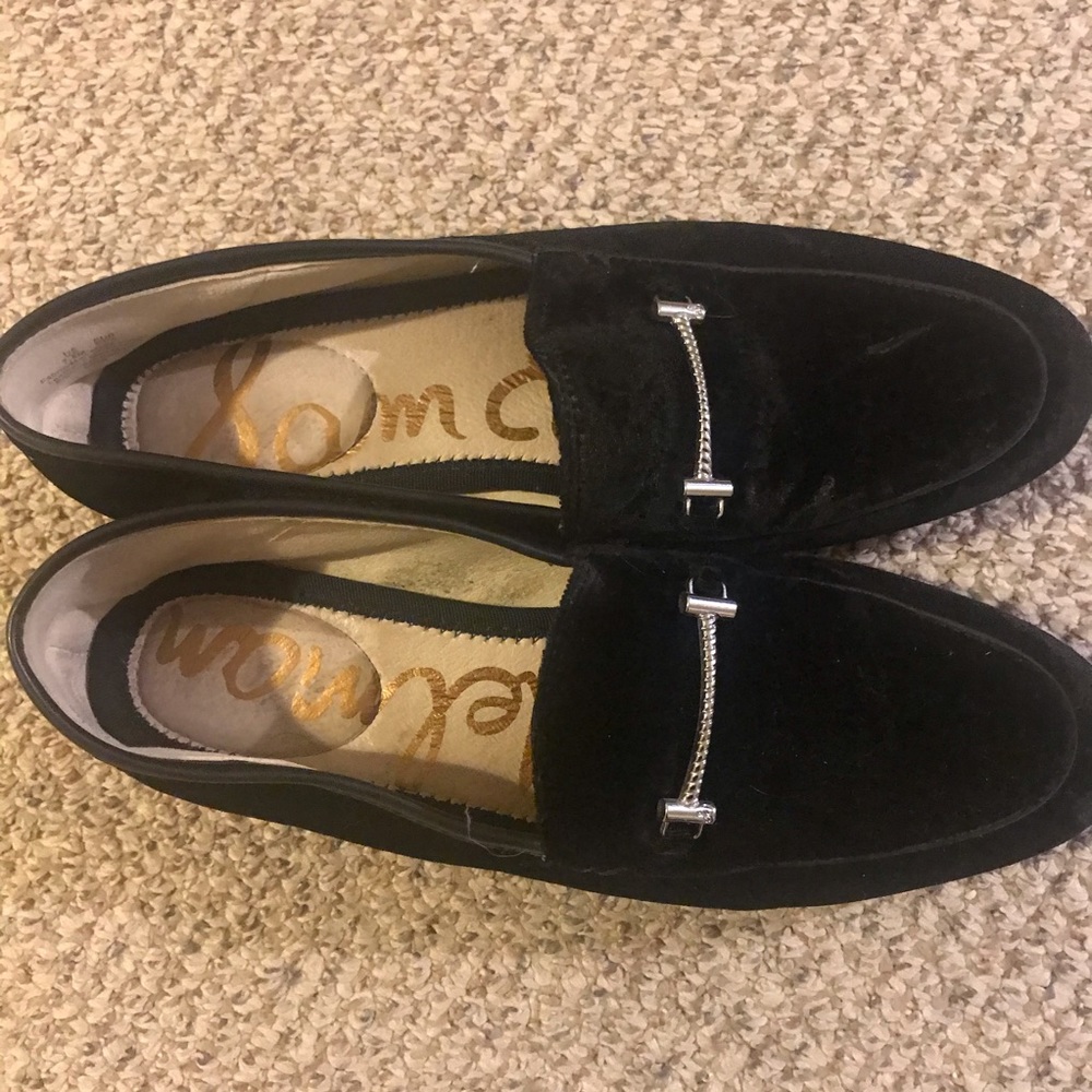 Sam Edelman crushed velvet loafers with silver